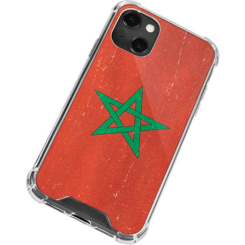 Morocco Flag Distressed iPhone 14 Plus Clear Case